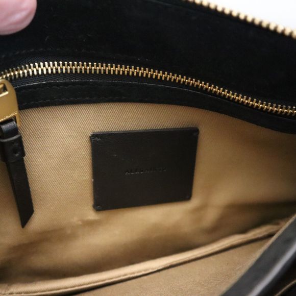 AllSaints Women's Black Fletcher Croc Embossed Leather Crossbody Bag Purse - Picture 4 of 9